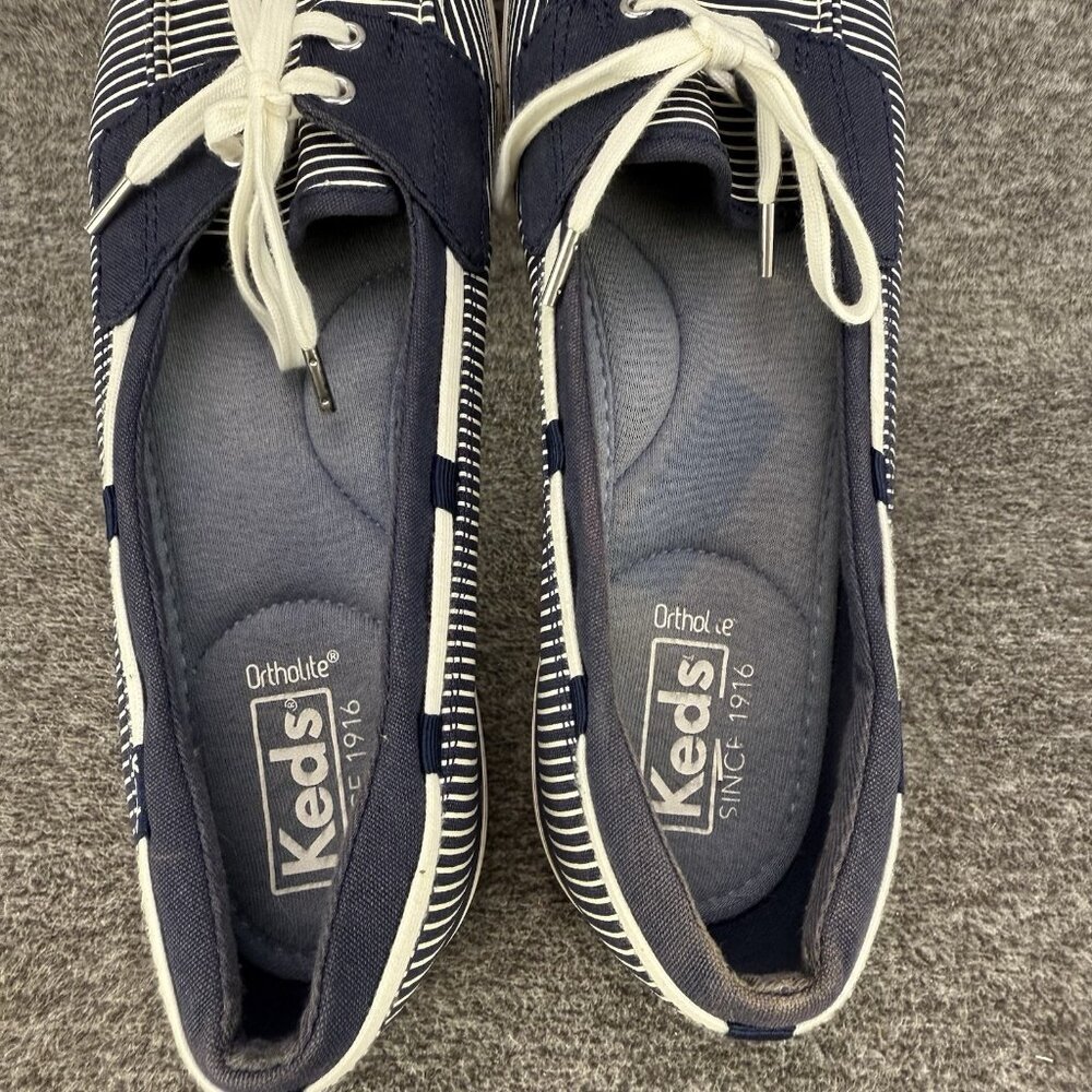 ✅Keds Loafers Womens 9 Striped Navy Blue and White Ortholite  Slip On Boat Shoes - Picture 4 of 10